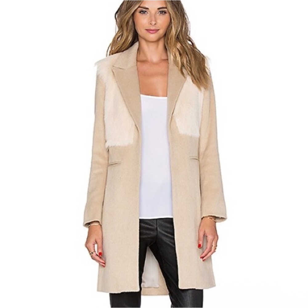 MICHELLE MASON Goat Fur Coat in Sand size XS
